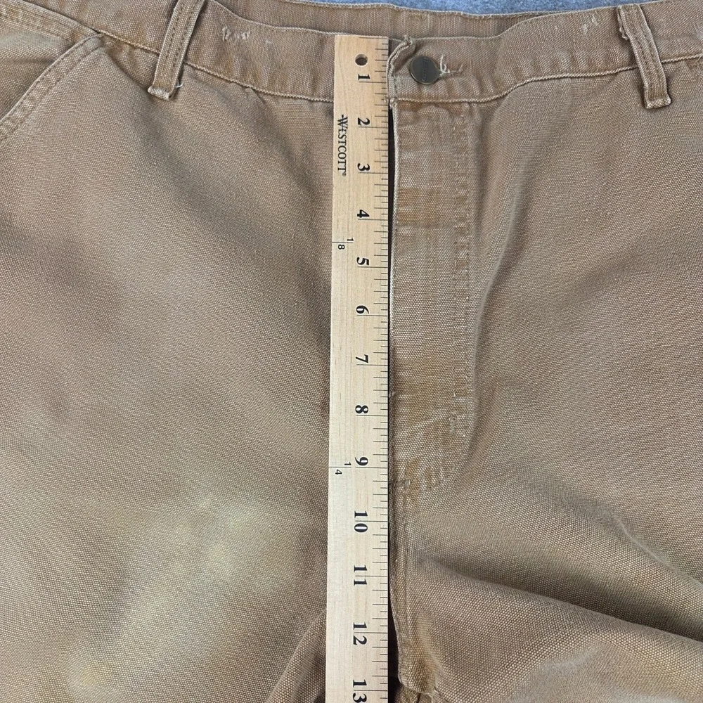 VTG Carhartt Mens Carpenter Shorts Tan Canvas Duck Utility Workwear 37 Waist